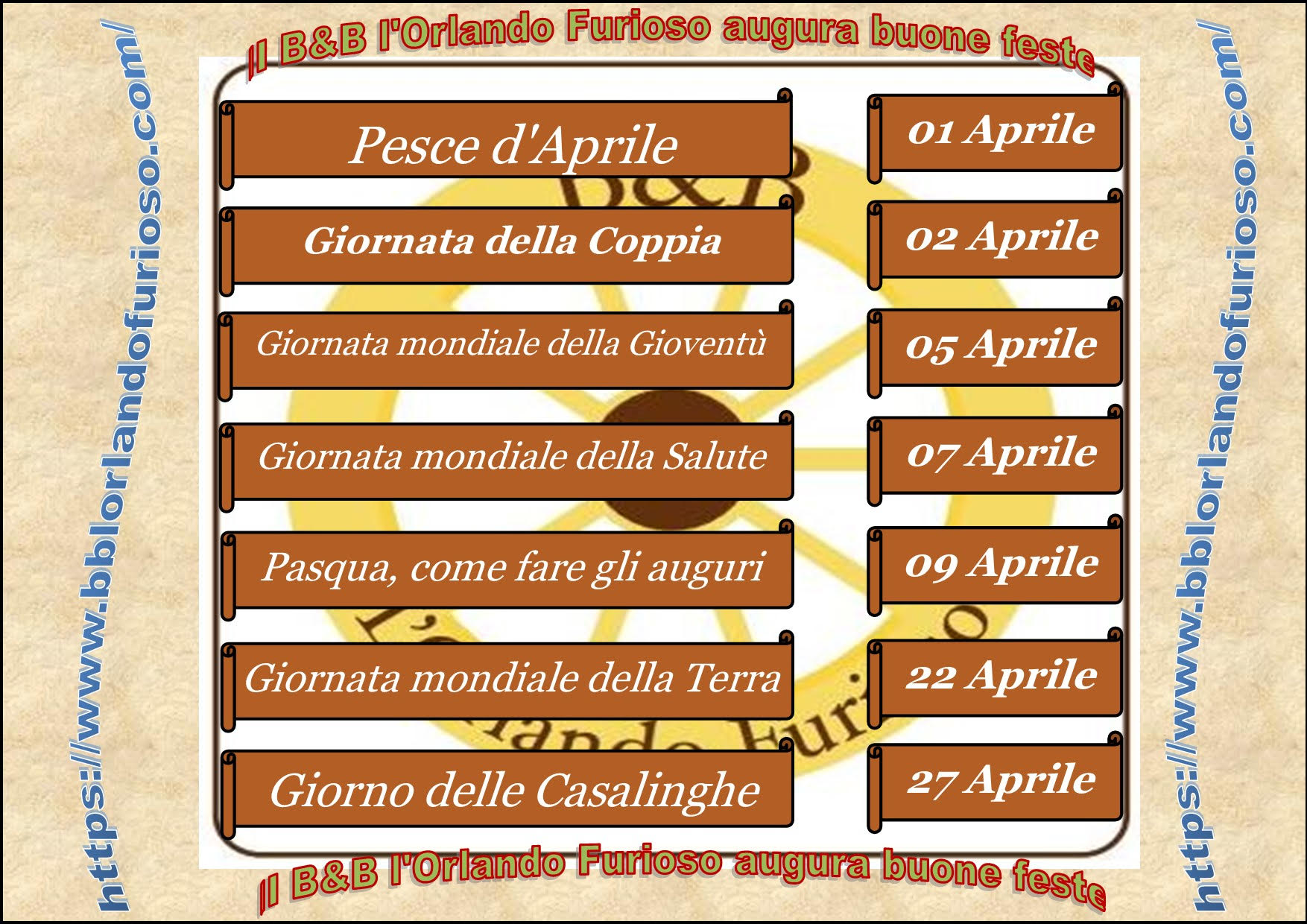 Il BB l'Orlando Furioso Palermo Centro augura buone feste aprile