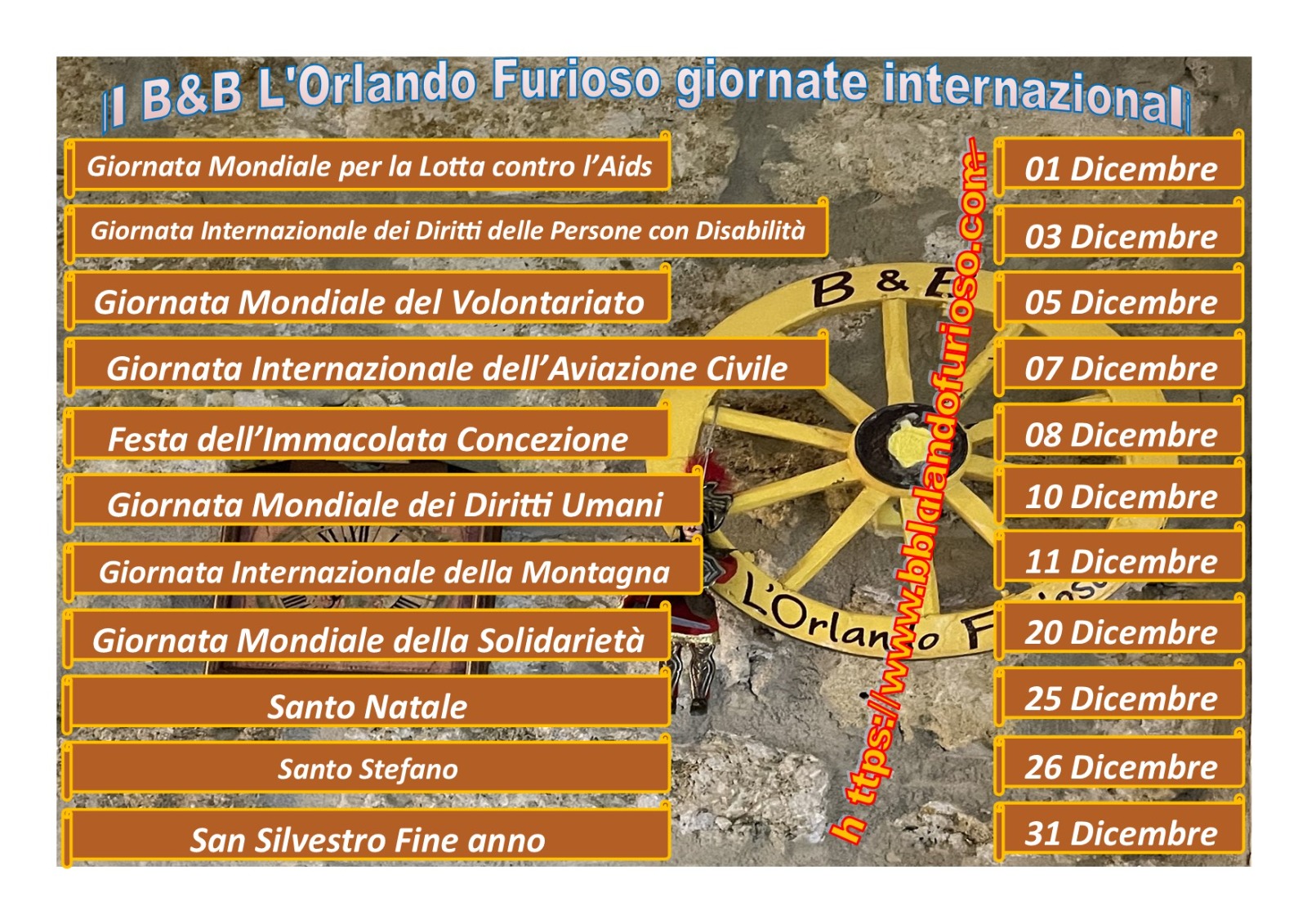 Il bb Orlando Furioso Palermo Centro augura buone Feste Dicembre