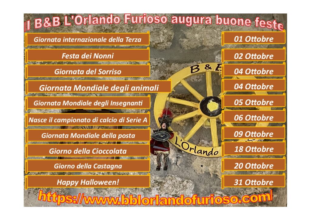 Il bb Orlando Furioso Palermo Centro augura buone Feste Ottobre